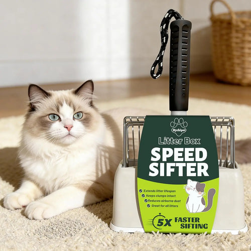 2026 Version Stainless Steel Cat Litter Scoop with Holder, Heavy Duty Sifter for Easy Cleaning