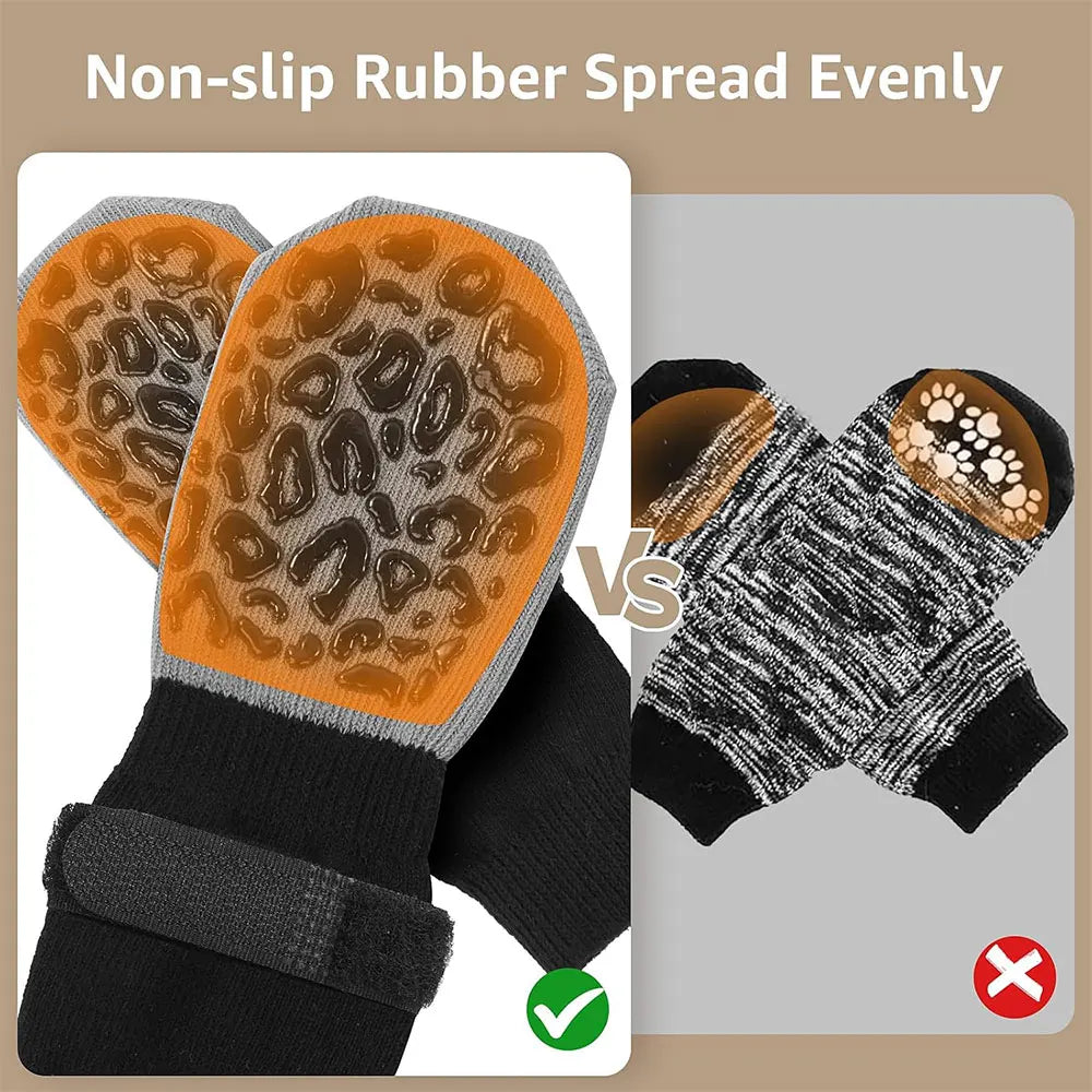 4-Pack Double-Sided Anti-Slip Dog Socks Paw Protection Anti-Scratch for Hardwood Floors Prevent Licking Biting